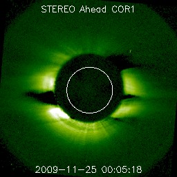 STEREO Ahead COR1 image with dark regions