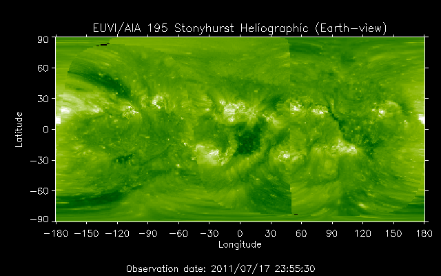 EUVI 195 heliographic map