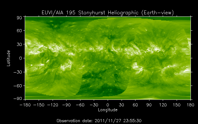 EUVI 195 heliographic map